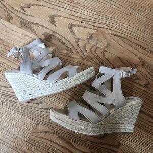 Sofft Shandy Sandals 7.5M Wedge Platform Espadrille Ankle Strap Open Toe Leather